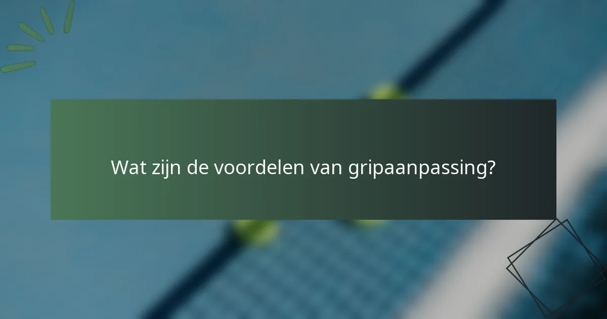 Wat zijn de voordelen van gripaanpassing?
